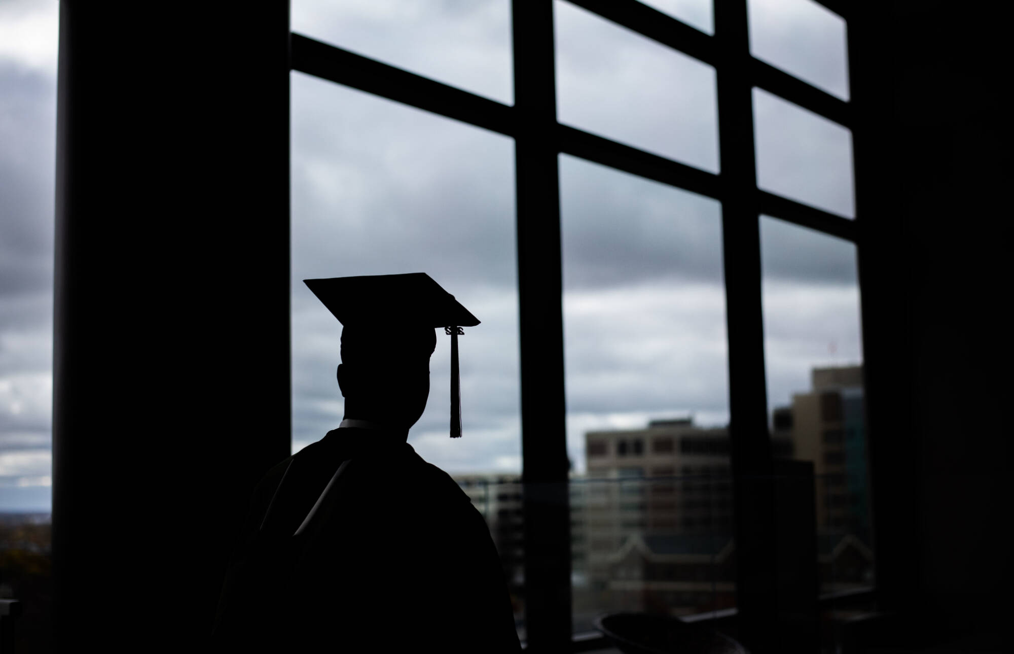 student in cap and gown